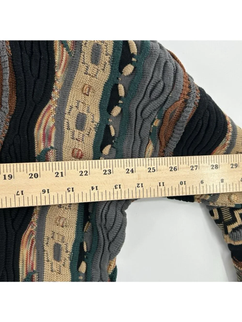 Vintage 90s Tundra 3D Knit Sweater Mens XL Multicolor Textured Vertical Stripe